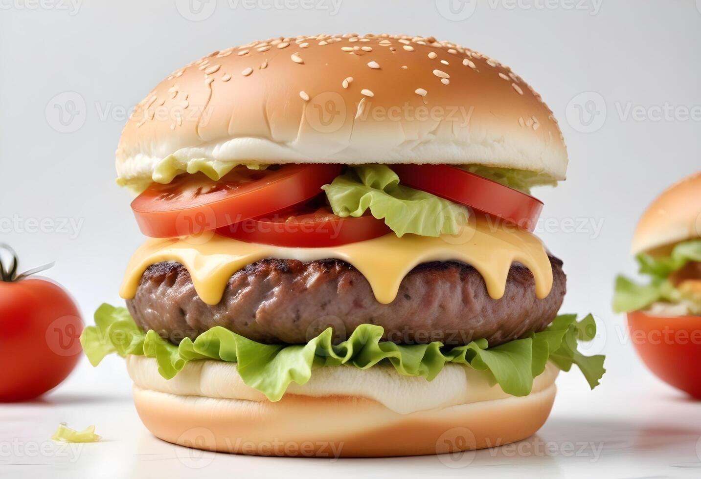 Photo of delicious hamburger isolated on white background