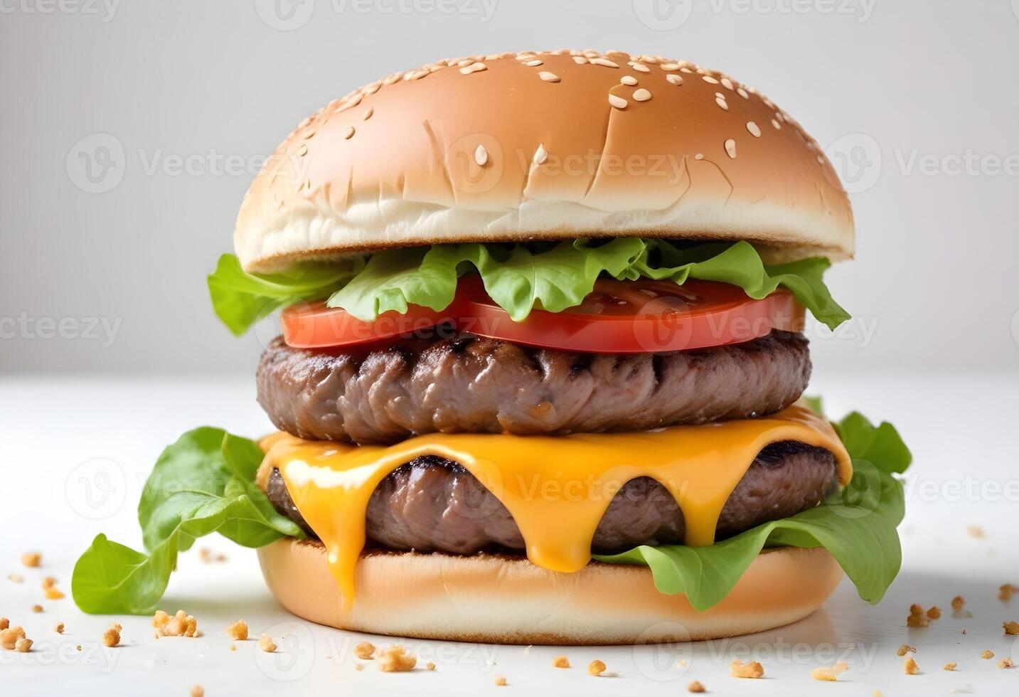 Photo of delicious hamburger isolated on white background