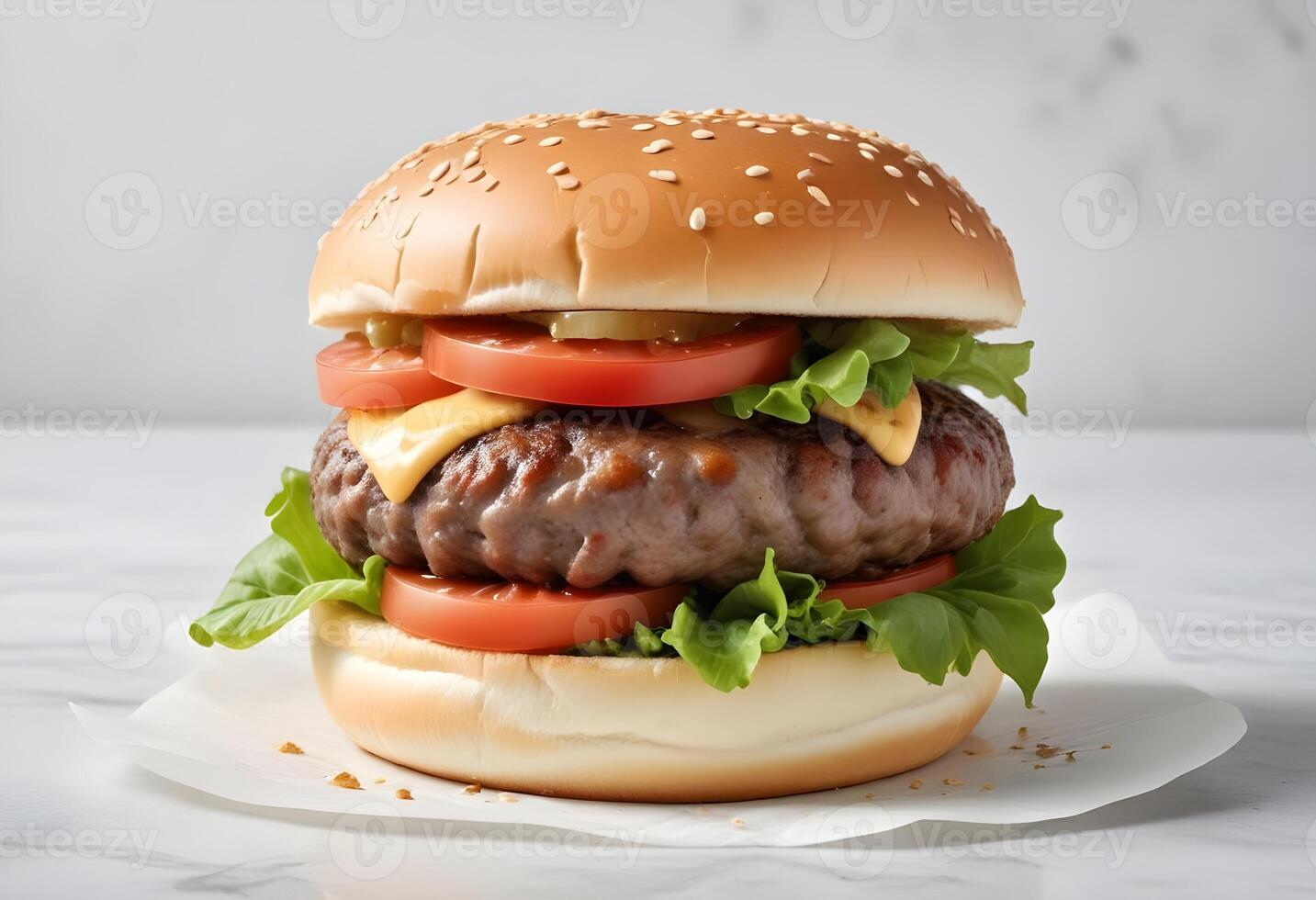 Photo of delicious hamburger isolated on white background