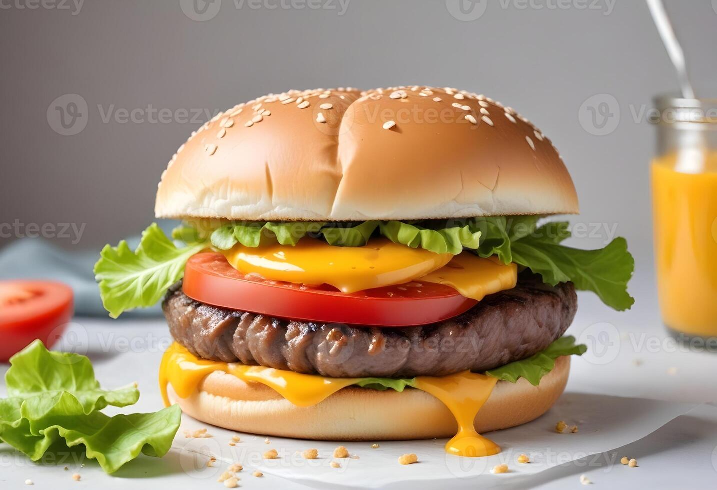 Photo of delicious hamburger isolated on white background