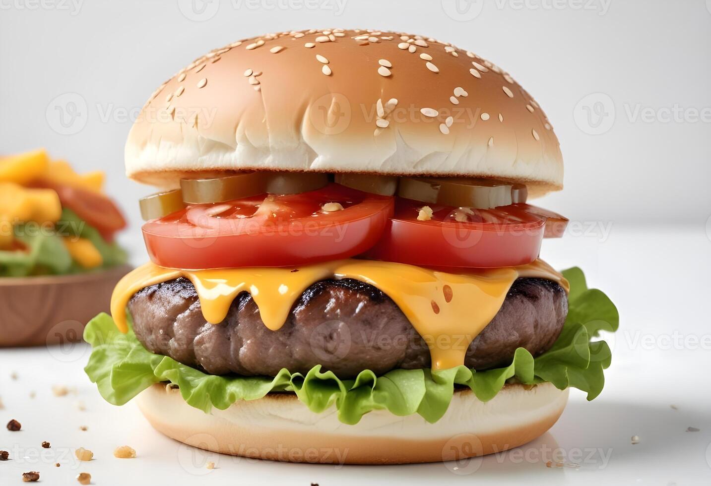 Photo of delicious hamburger isolated on white background