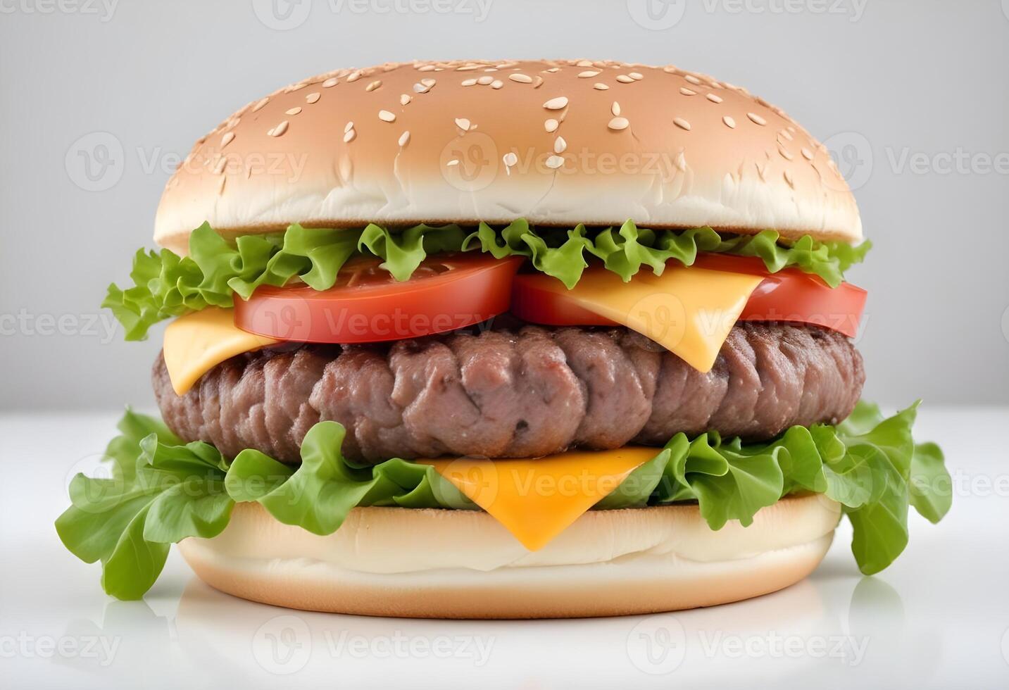Photo of delicious hamburger isolated on white background