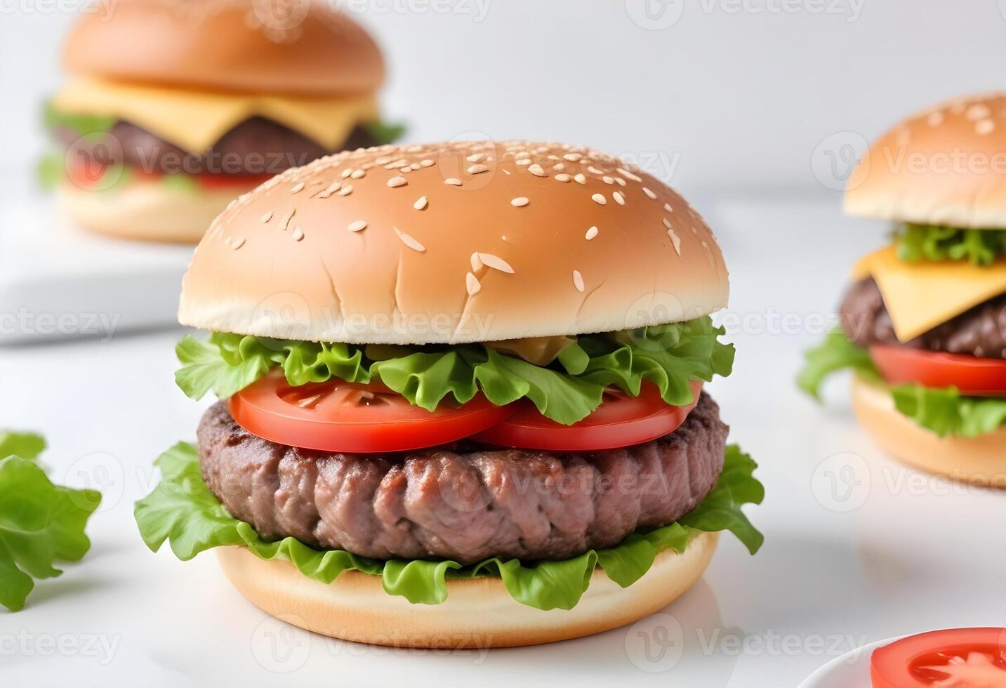 Photo of delicious hamburger isolated on white background