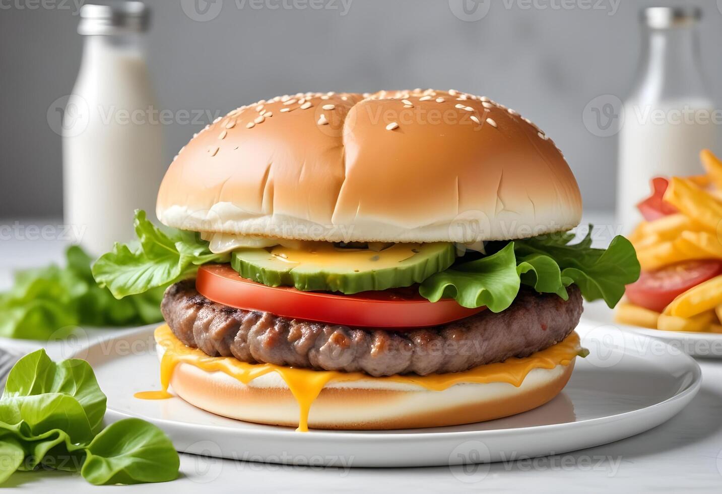 Photo of delicious hamburger isolated on white background