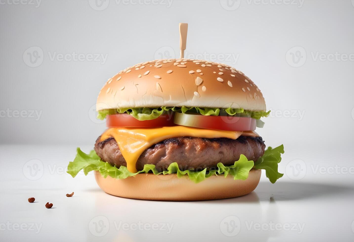 Photo of delicious hamburger isolated on white background