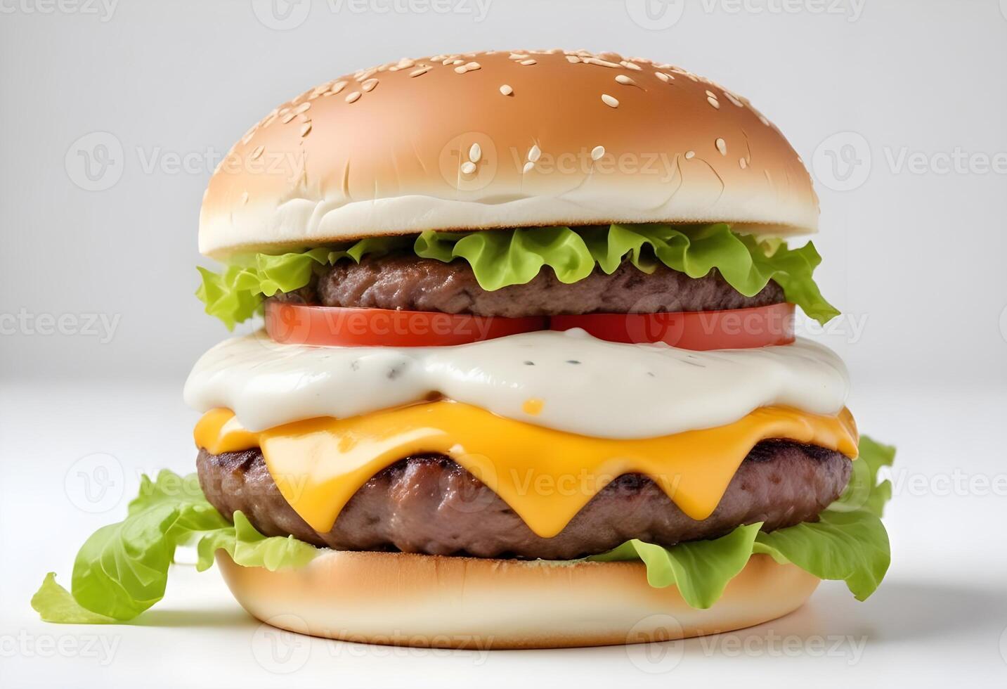 Photo of delicious hamburger isolated on white background