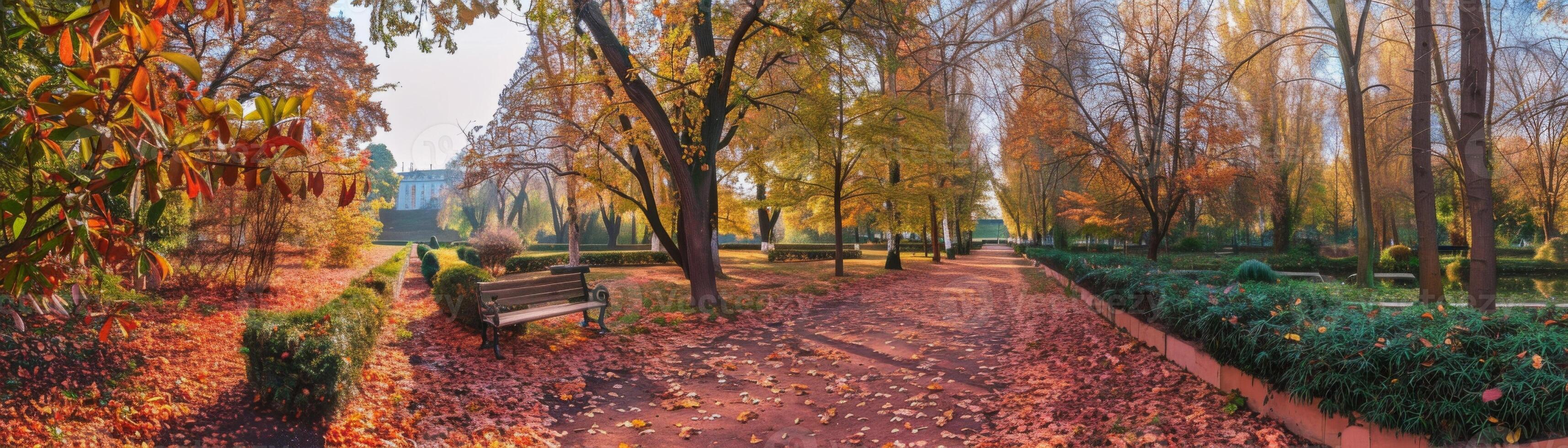 Serene Autumn Pathway in Sunlit Park photo