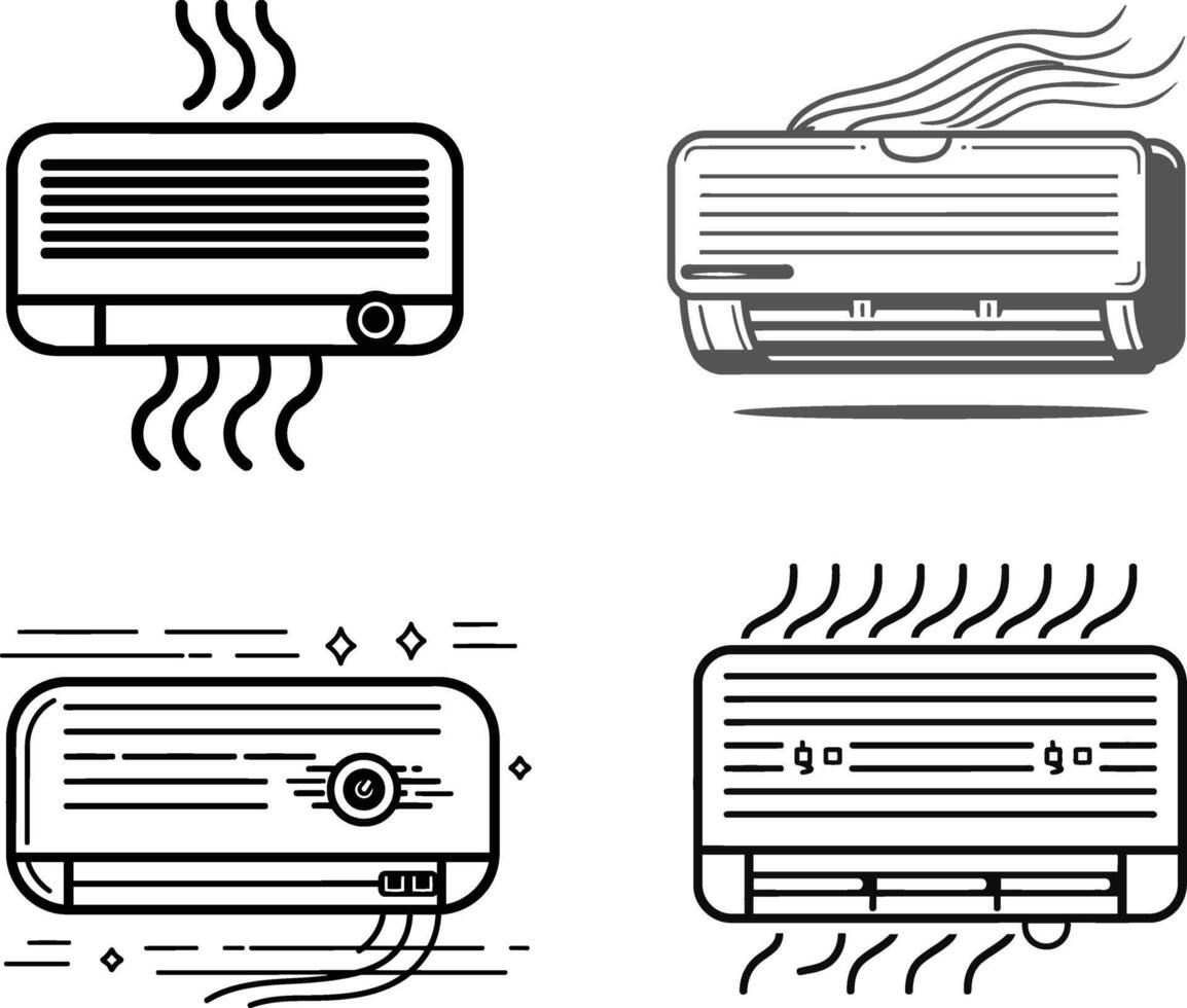set of air conditioner vector