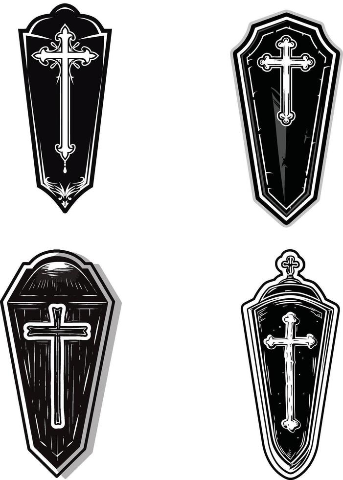 Collection of silhouettes of different kinds of creeds vector