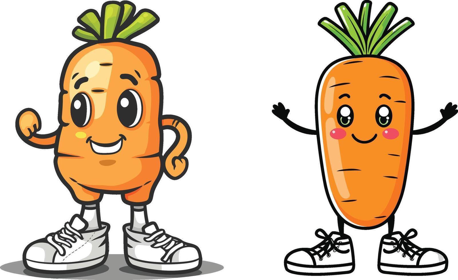 carrot thumbs up and thumbs down cartoon. cartoon mascot vector