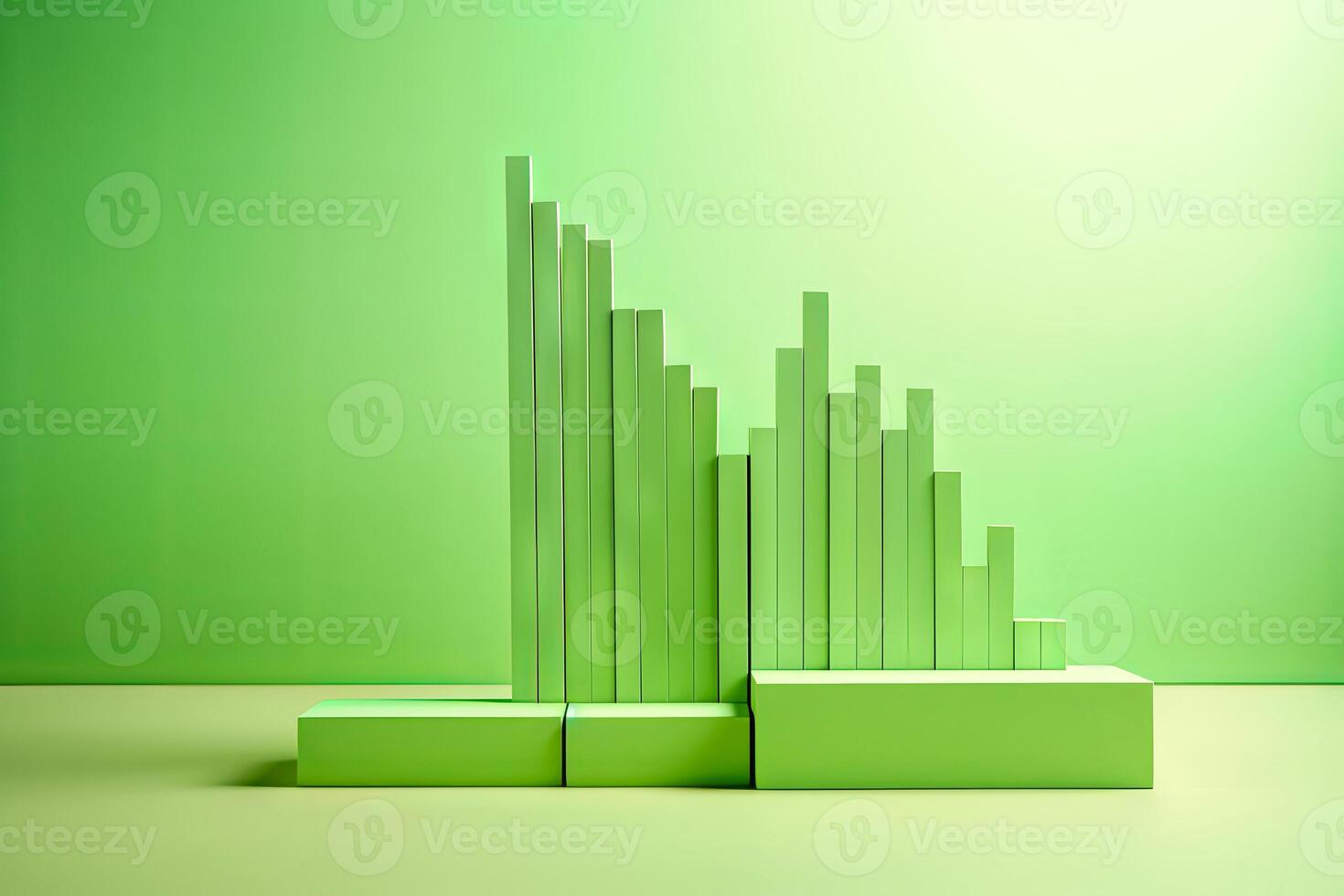 Bar Graph Strategy Concept on Green Pastel Background photo