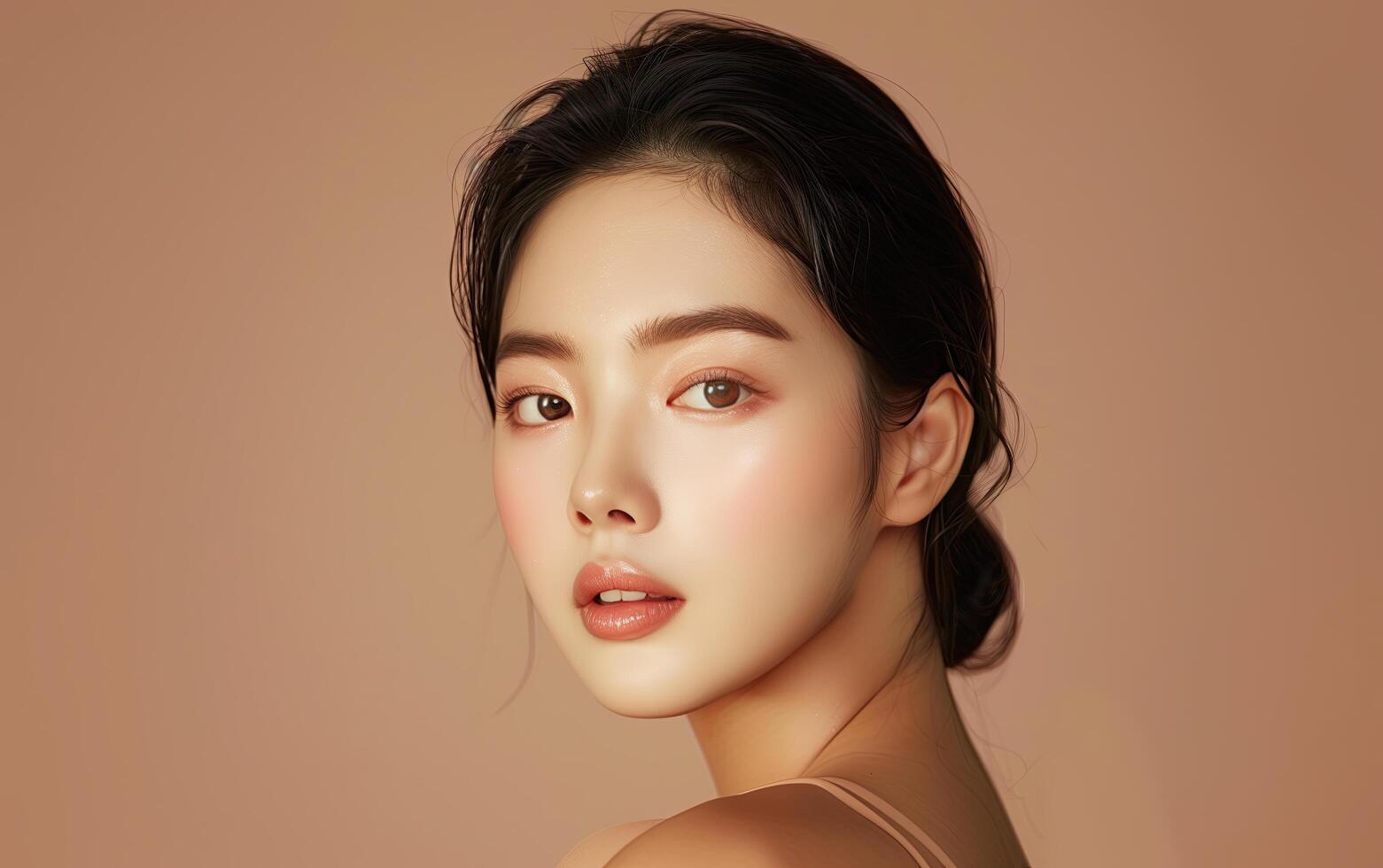 Asian model in a beauty and fashion showcase, perfect for global beauty campaigns. Ideal for multicultural advertising and diversity-focused fashion editorials photo