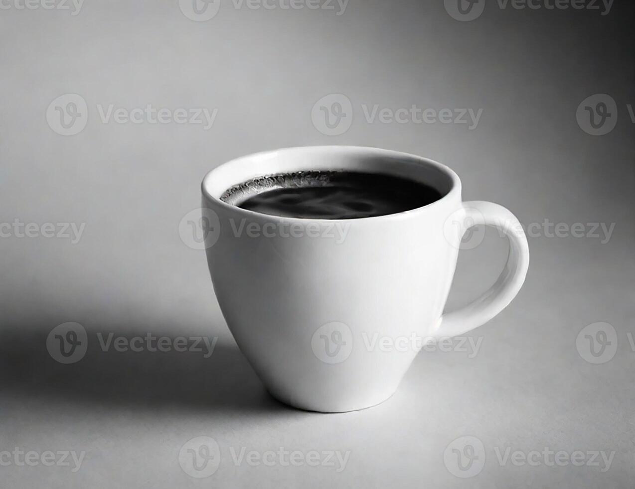 Ceramic coffee cup closeup view in black and white photo