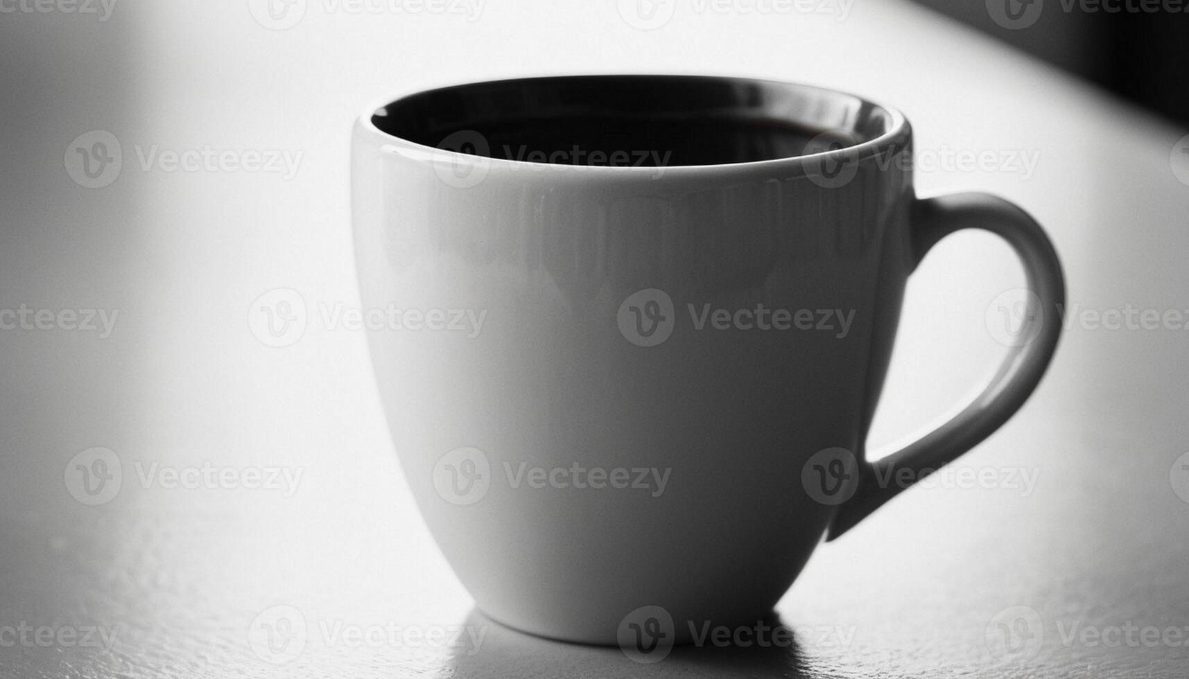 Black color ceramic coffee cup close up view photo