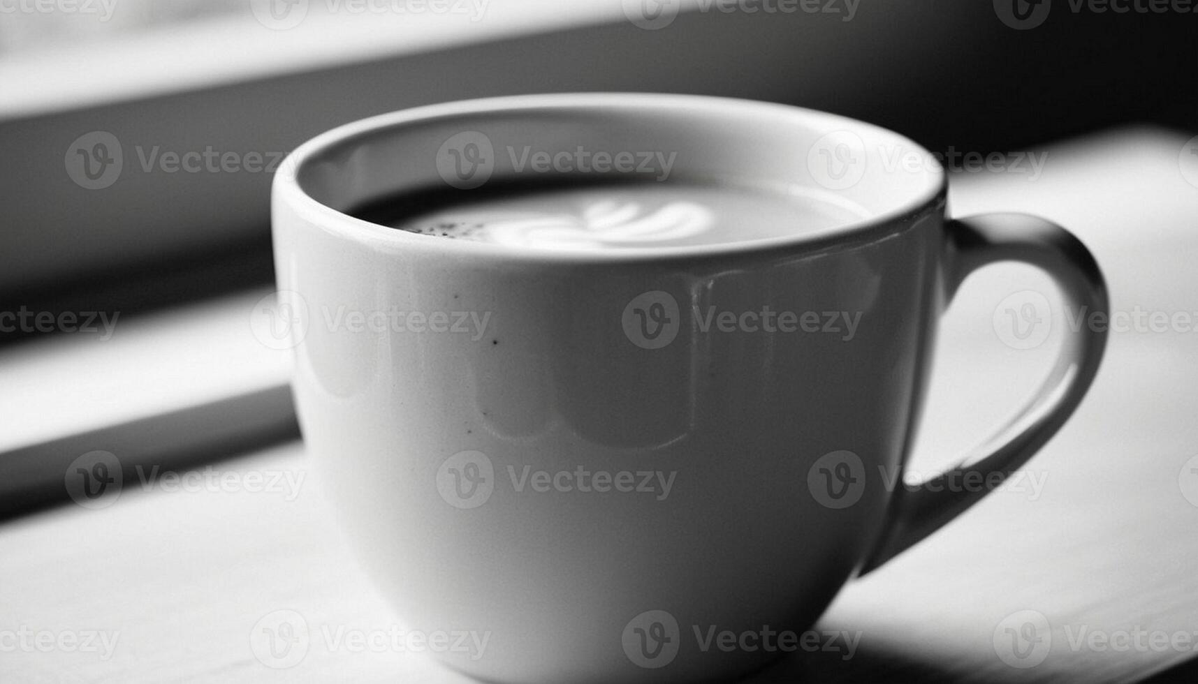 Black color ceramic coffee cup close up view photo