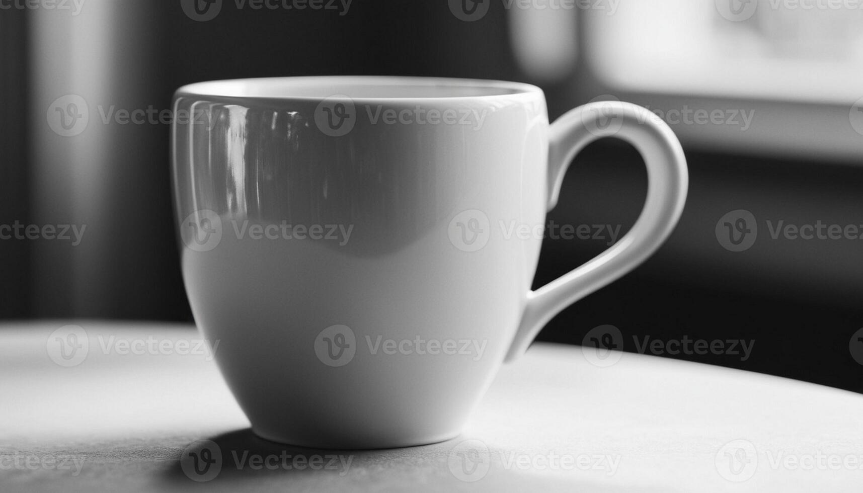 Black color ceramic coffee cup close up view photo