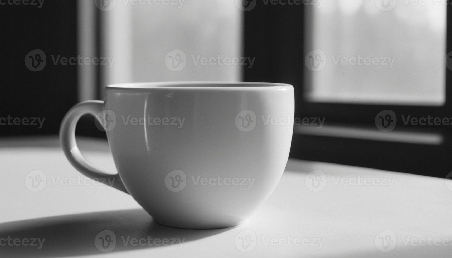 Black color ceramic coffee cup close up view photo