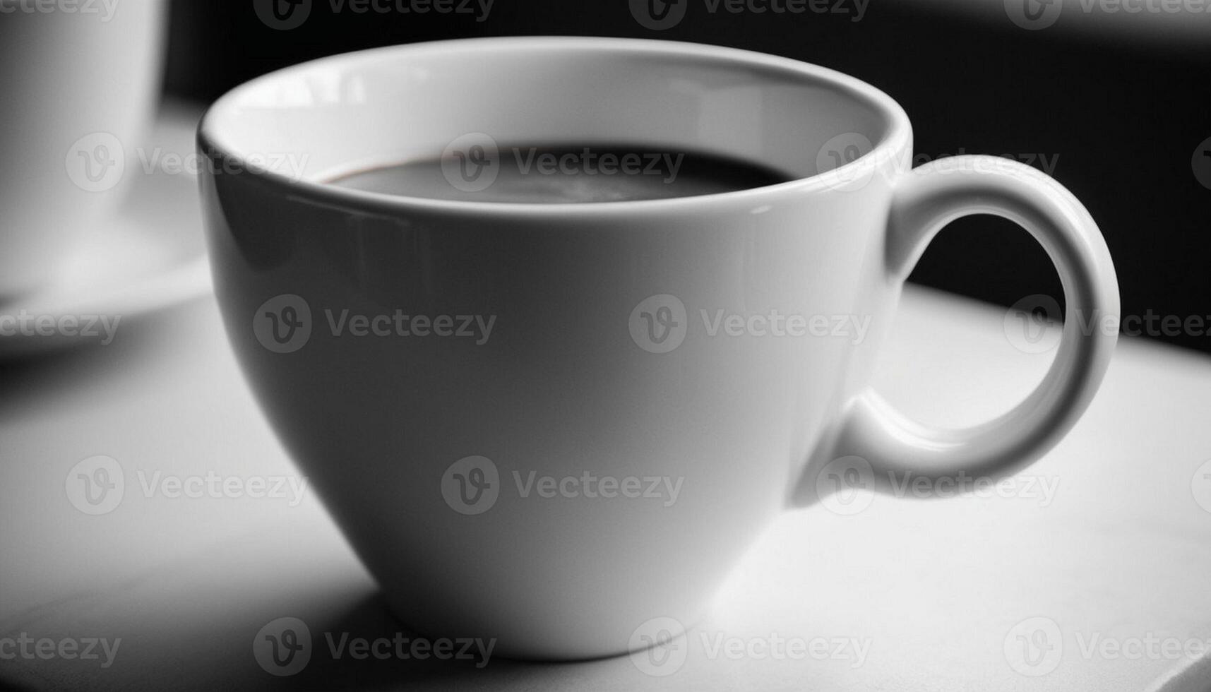 Black color ceramic coffee cup close up view photo