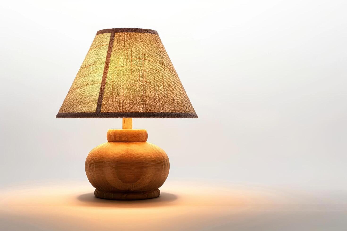 Wooden lamp with a brown lampshade on a white background photo
