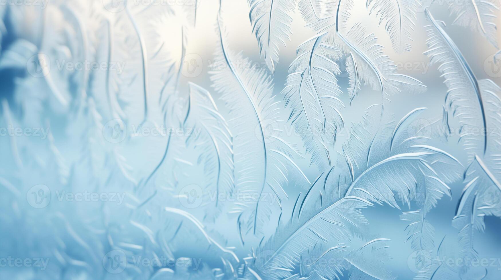 Close-up of frost patterns on winter window photo