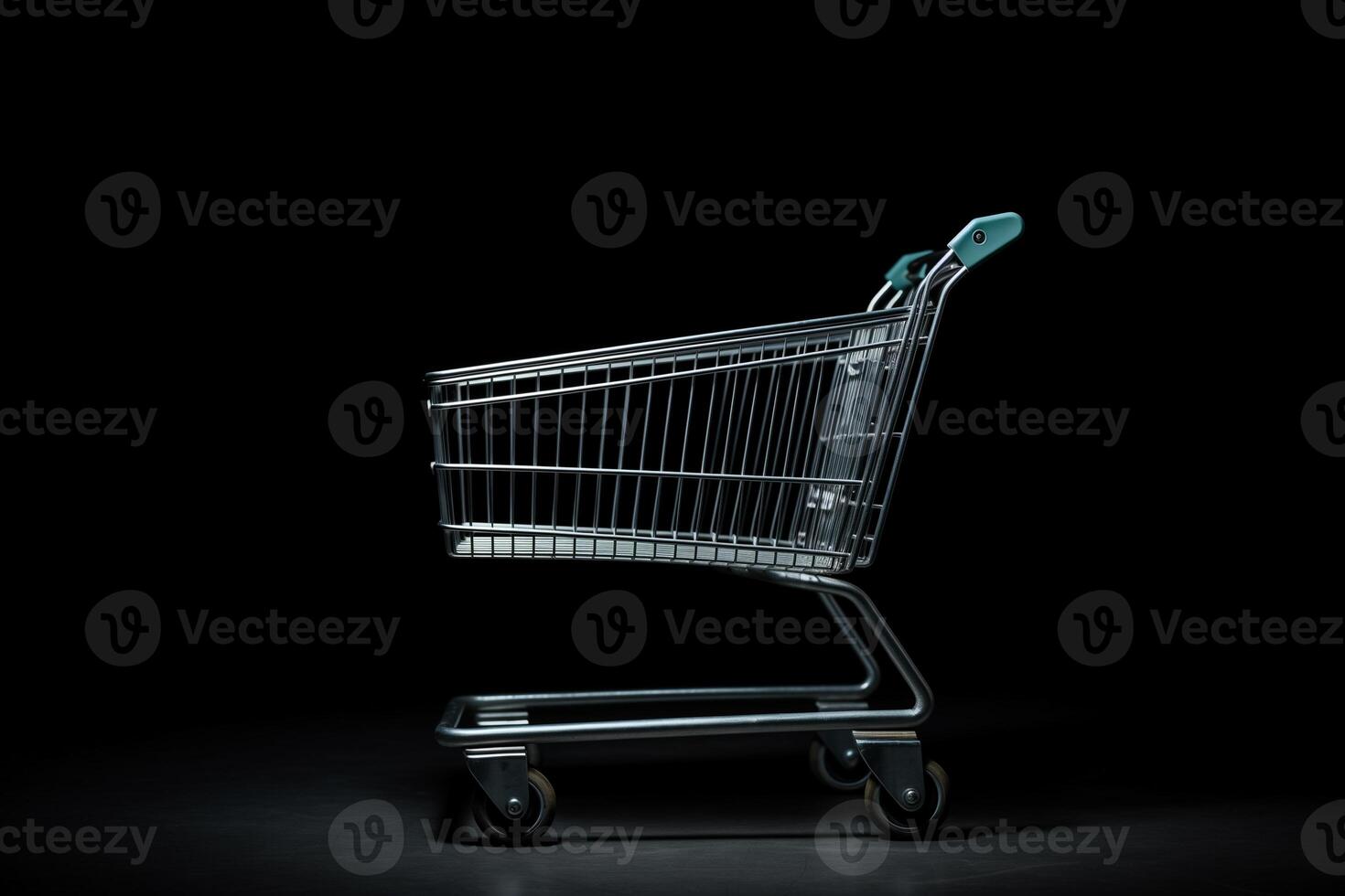 on a black background empty grocery cart photo