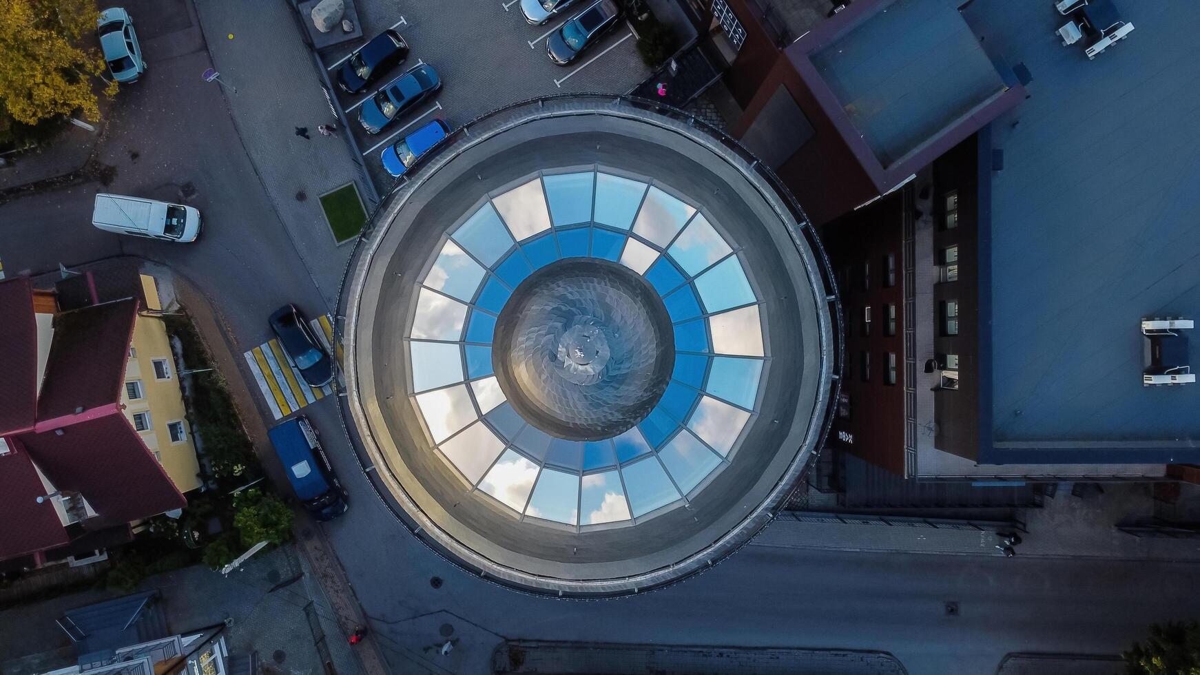 Zelenogradsk, Russia - October 9, 2022 water tower Cranz top ariel view photo