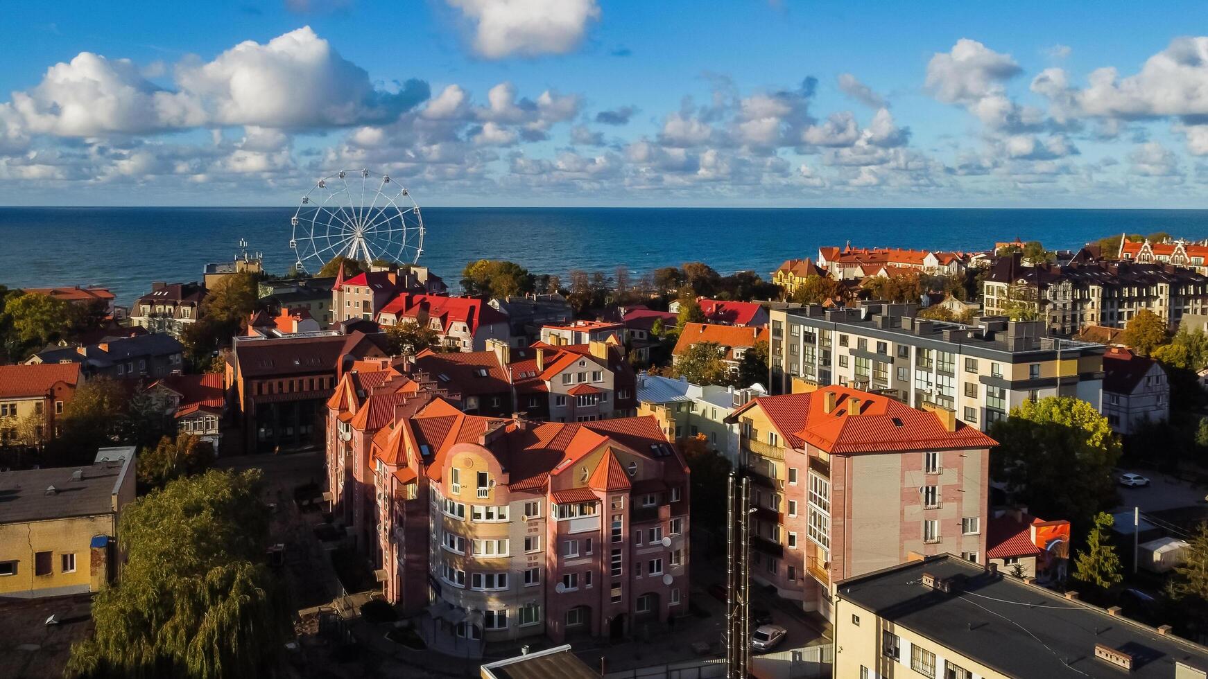 Zelenogradsk, Russia - October 9, 2022 Cityscape Cranz top ariel view photo