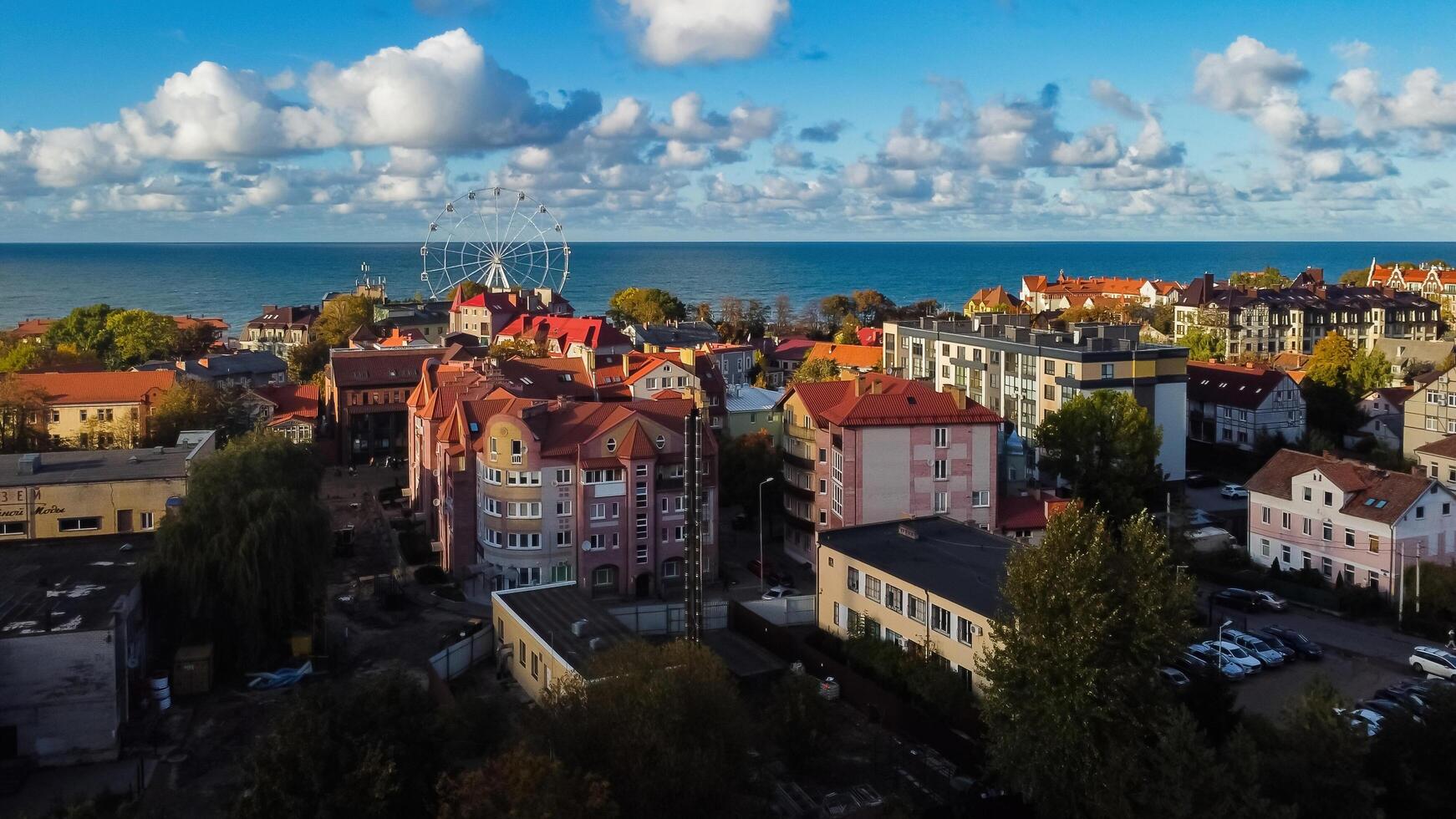 Zelenogradsk, Russia - October 9, 2022 Cityscape Cranz top ariel view photo