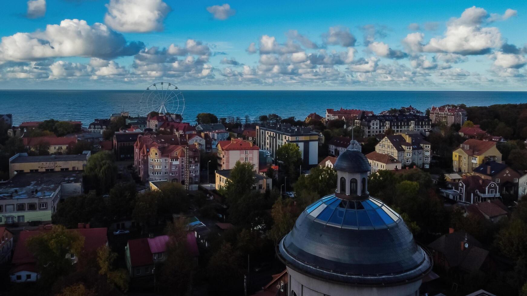 Zelenogradsk, Russia - October 9, 2022 Cityscape Cranz top ariel view photo