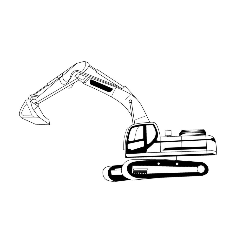 excavator, mining heavy equipment construction vehicle vector