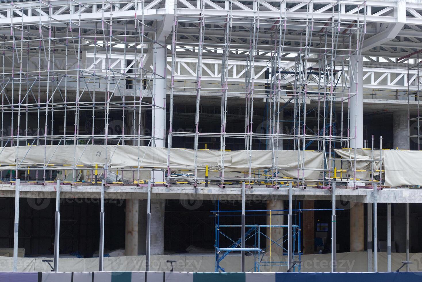 under construction site zone with scaffolding photo