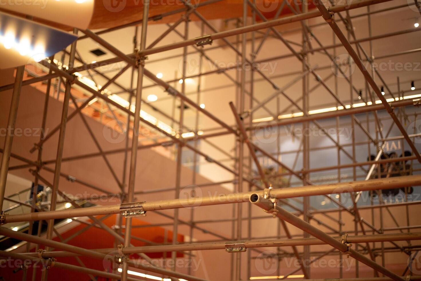 under construction site zone with scaffolding photo