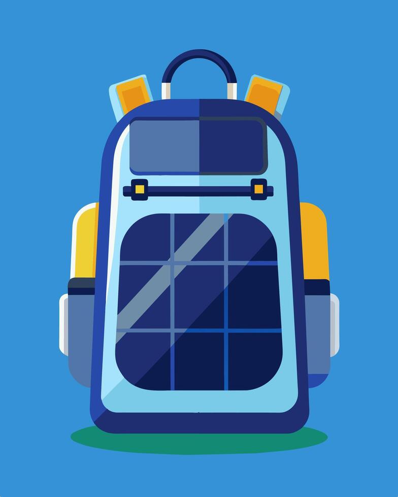 Efficient environmentallyfriendly and convenient this solar backpack is a gamechanger for travelers and commuters alike.. illustration. vector