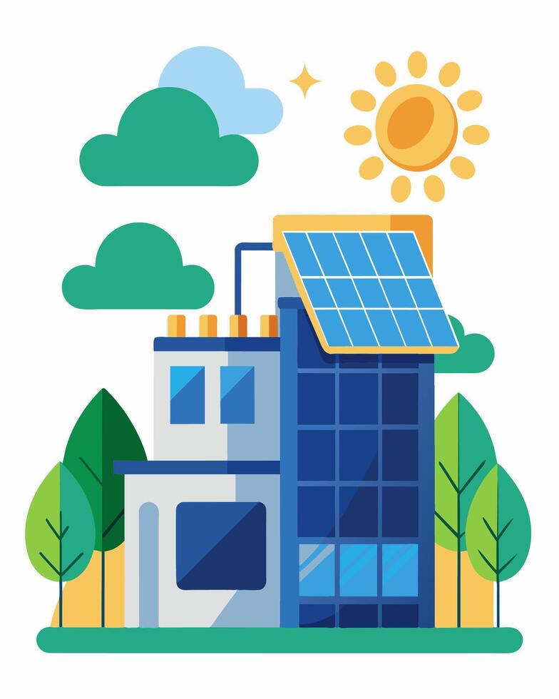 A costeffective heating solution for ecofriendly hotels utilizing solar panels to provide guests with comfortable temperatures without harming the environment.. illustration. vector