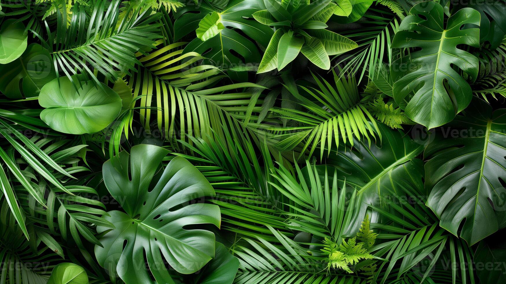 Green tropical foliage background, evoking a jungle atmosphere photo