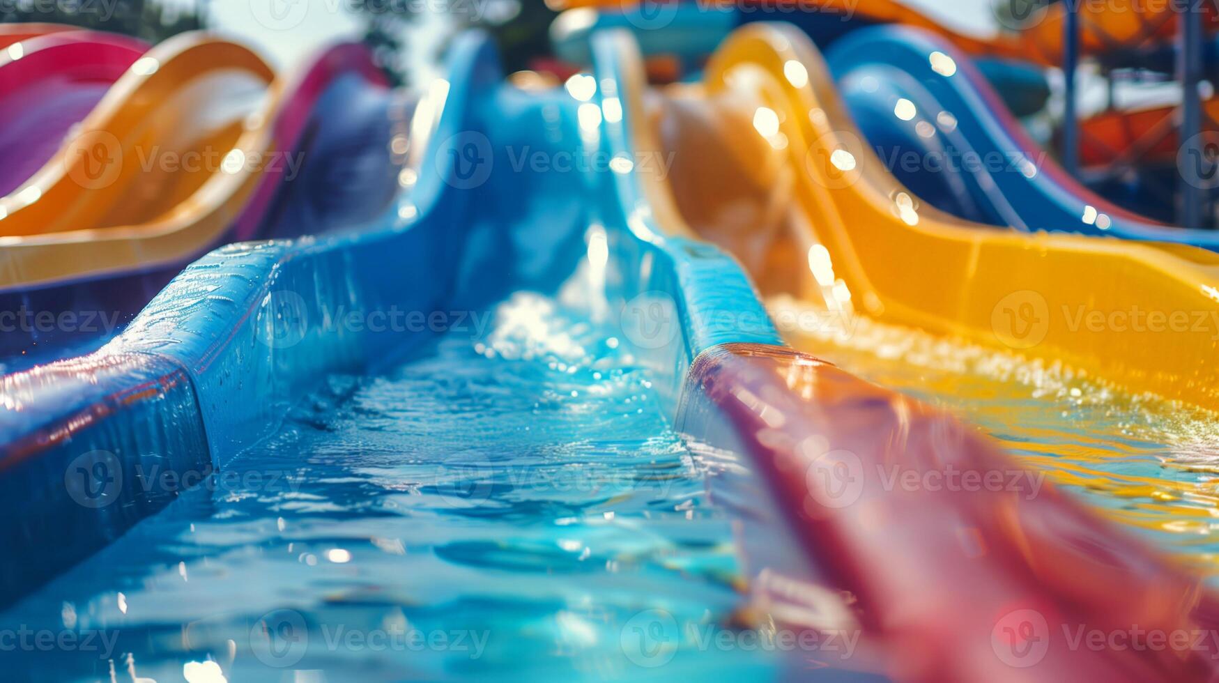 Colorful slides in the water park photo