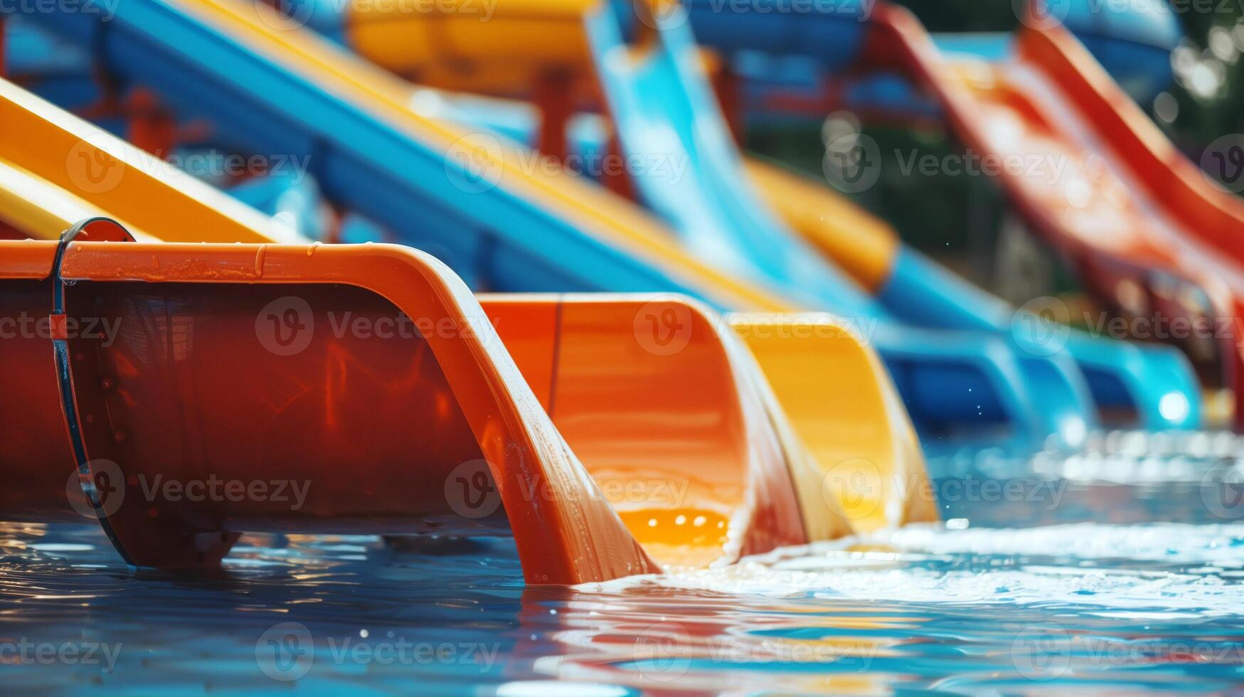 Colorful slides in the water park photo