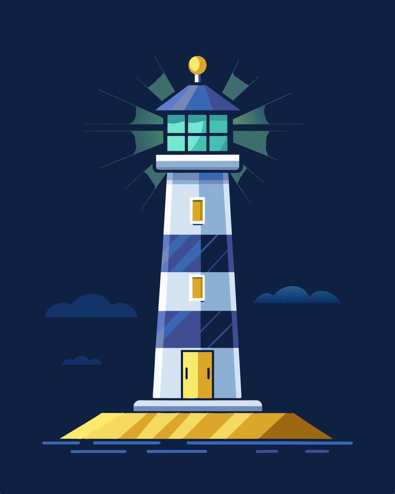 A beacon of light in the darkness the solarpowered lighthouse is a testament to the power of renewable energy.. illustration. vector