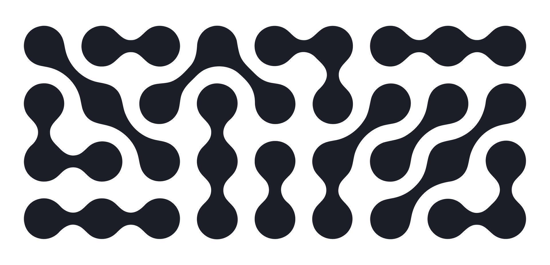 Abstract metaball backdrop. Spotted graphic design elements, connected liquid molecule figures flat background illustration. Metaball shapes pattern vector