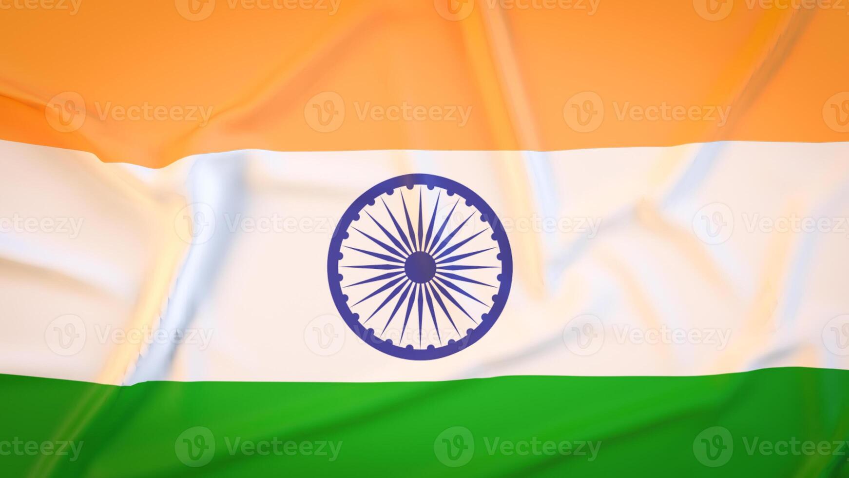 The India flag and gold Bokeh for Background concept 3d rendering. photo