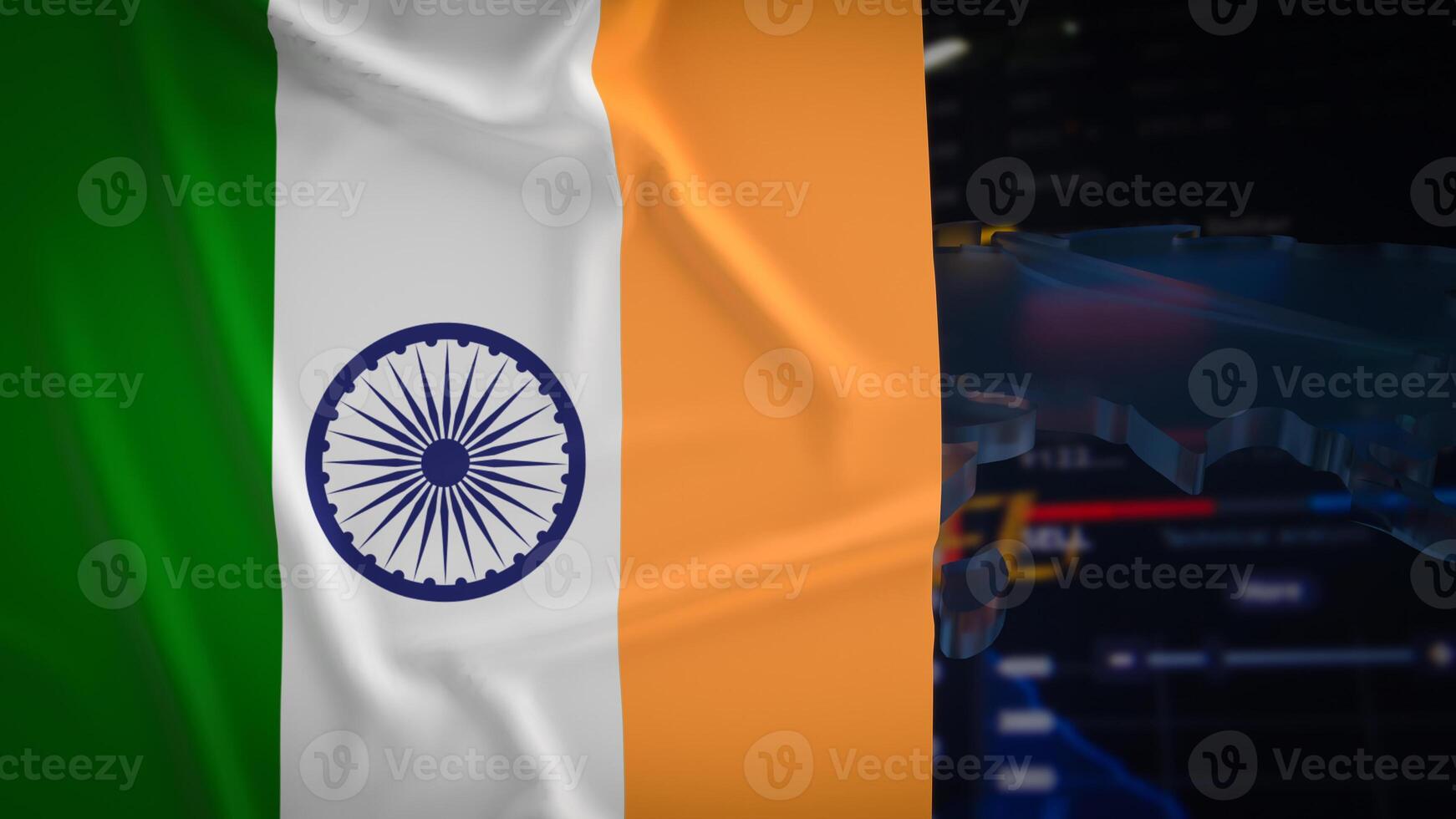 The India flag and Business chart for Background concept 3d rendering. photo