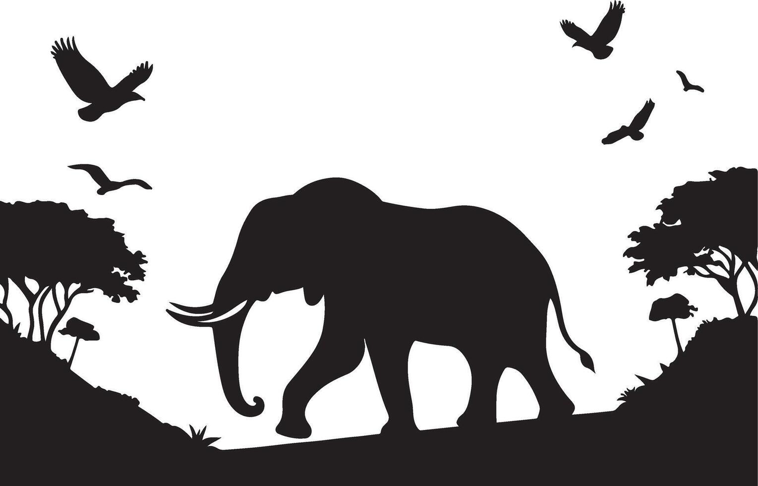 Elephant Silhouette illustration vector