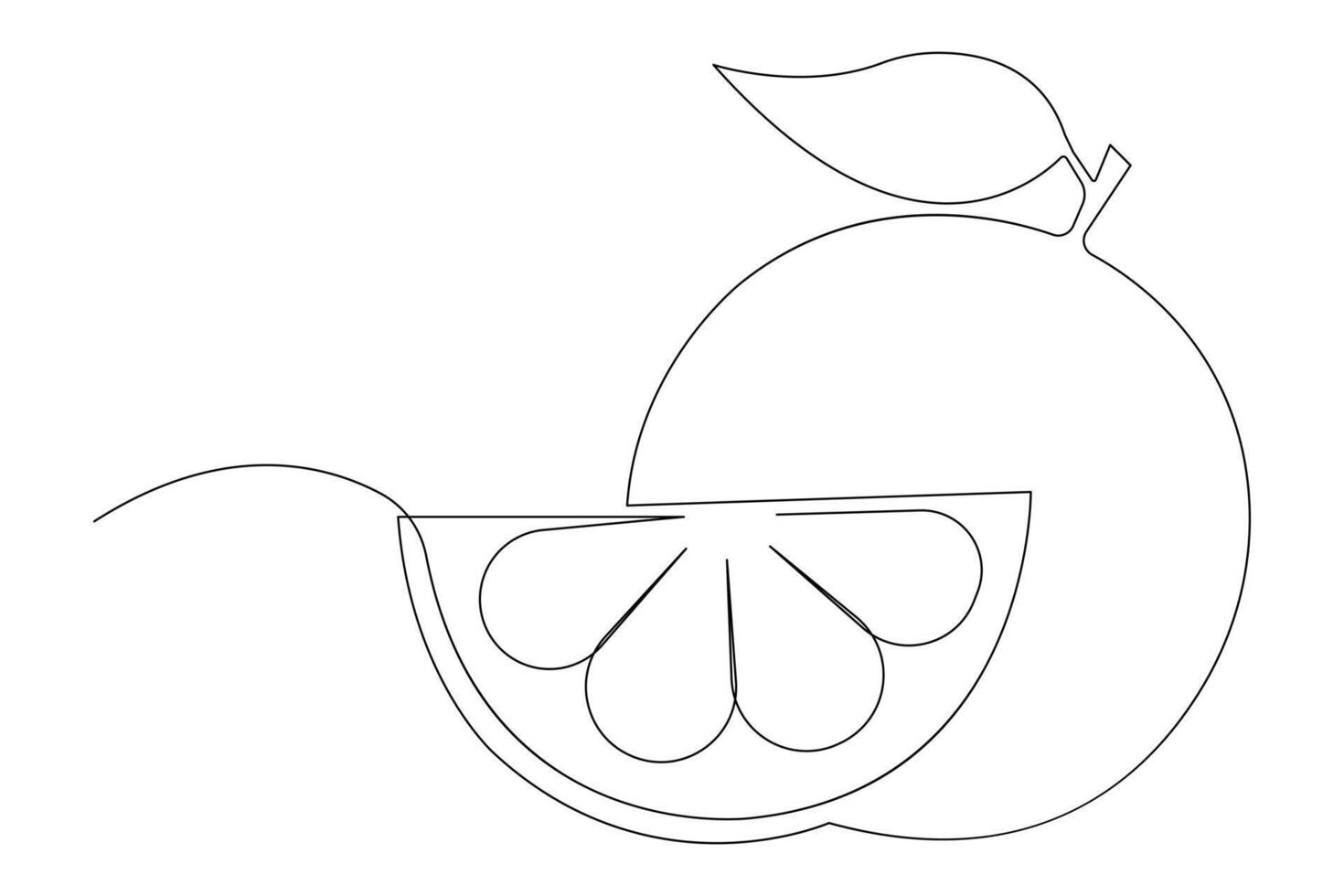 abstract continuous one single line art drawing of icon orange fruit in sketch vector
