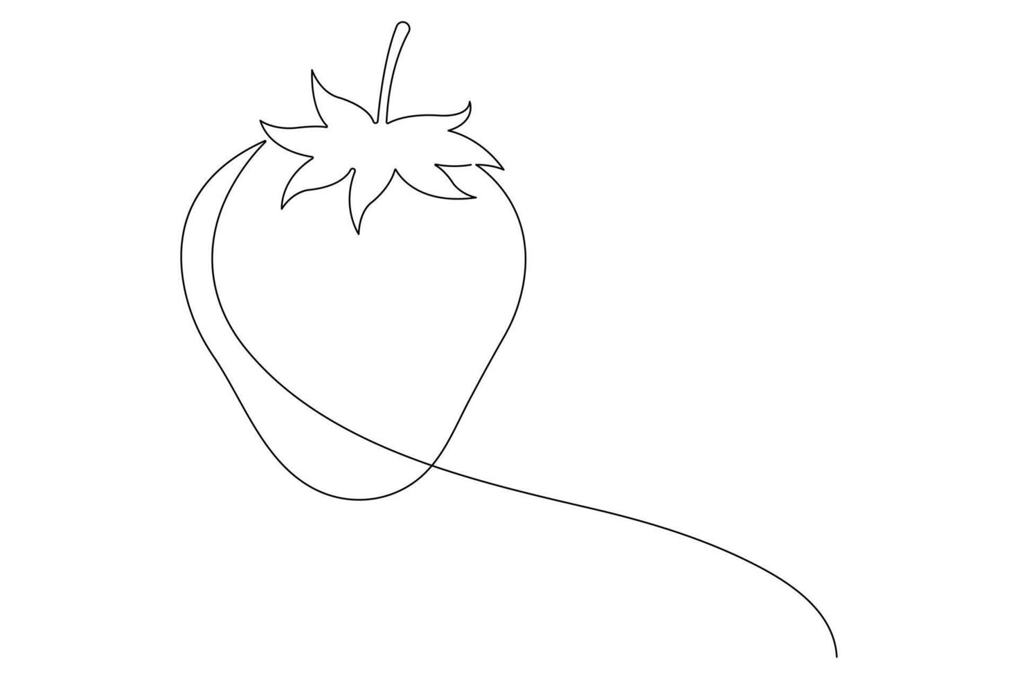 Single continuous line drawing of organic strawberry for fruit icon fresh berries fruitage concept vector