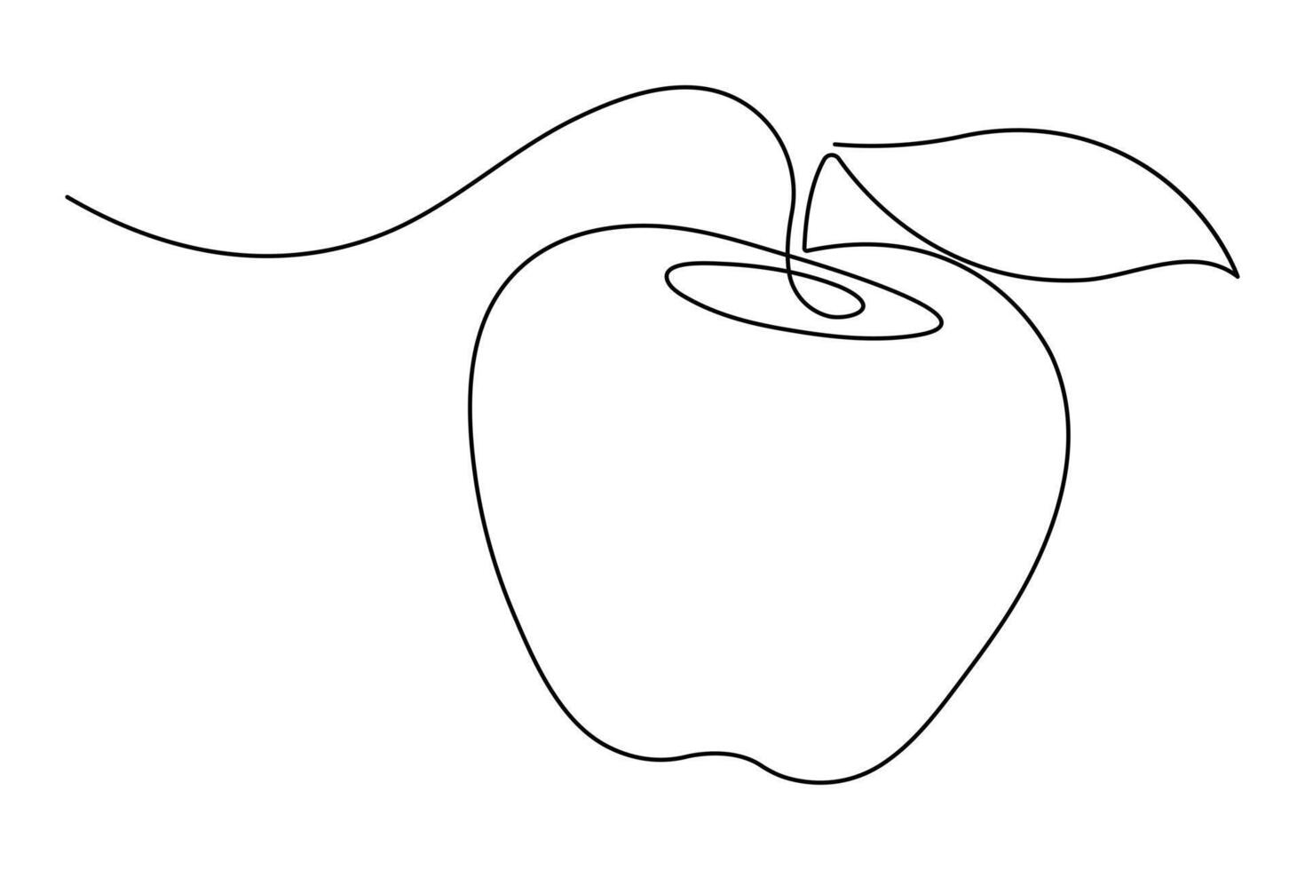 Continuous one single line art drawing of apples icon organic food vector