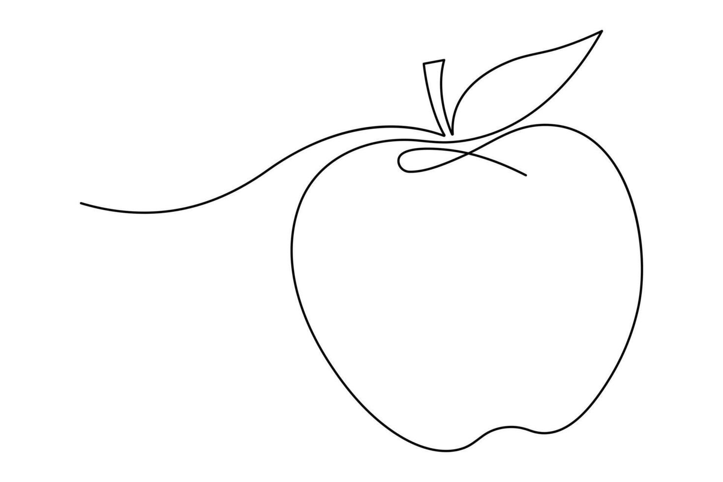 Continuous one single line art drawing of apples icon organic food vector