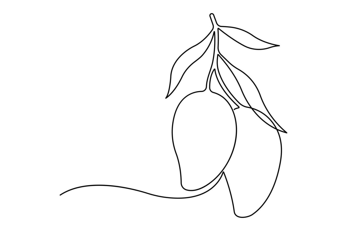 One continuous line drawing of healthy organic mango fresh tropical fruitage concept icon vector