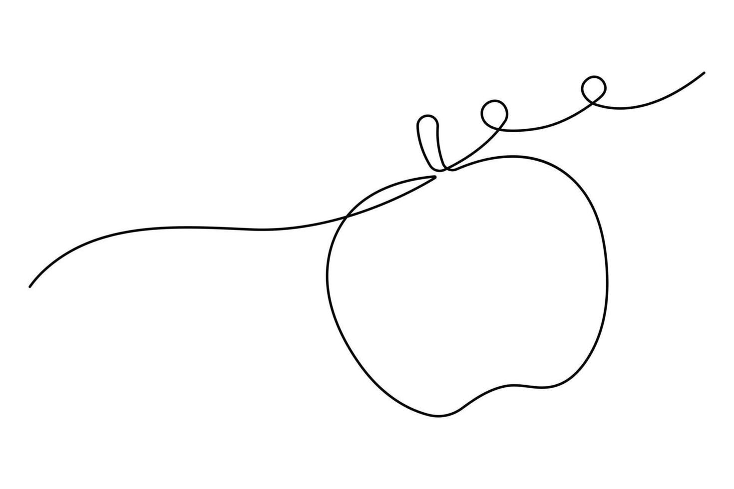 Continuous one single line art drawing of apples icon organic food vector
