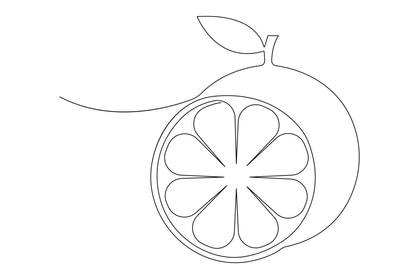 abstract continuous one single line art drawing of icon orange fruit in sketch vector