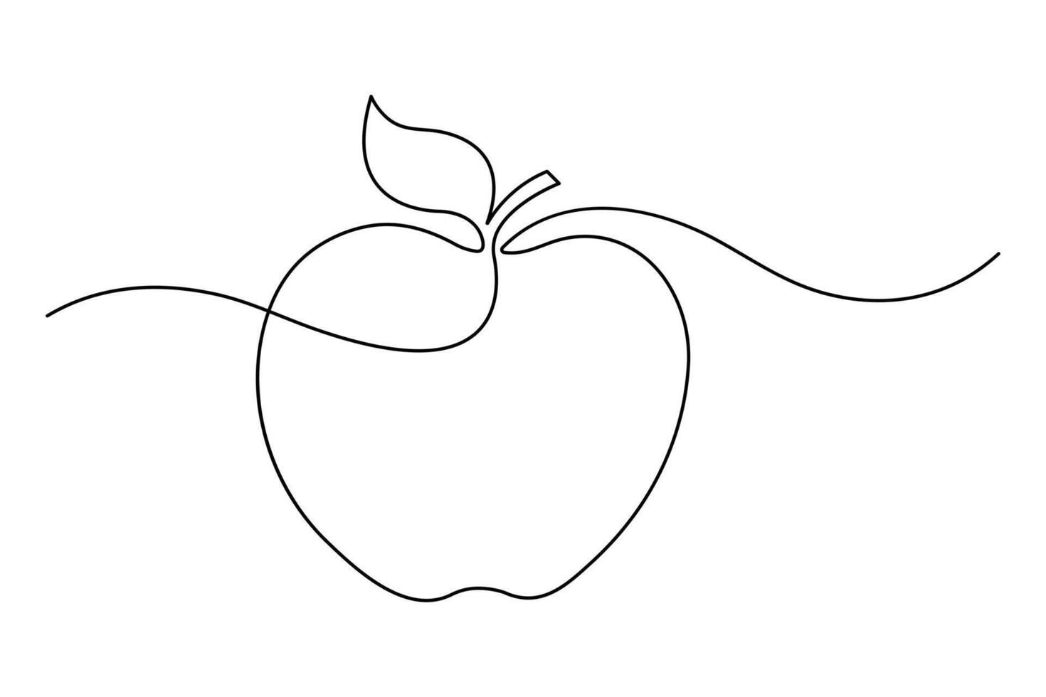 Continuous one single line art drawing of apples icon organic food vector